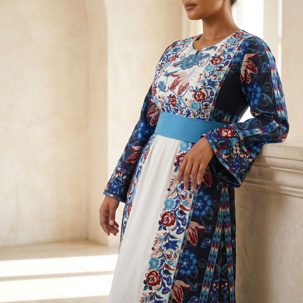 Floral Thobe in Blue