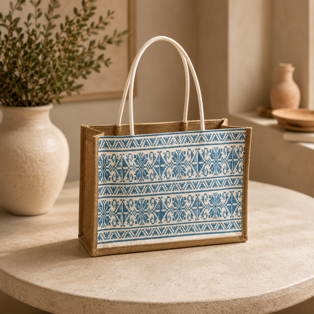 The signature Blue Tatreez Tote
