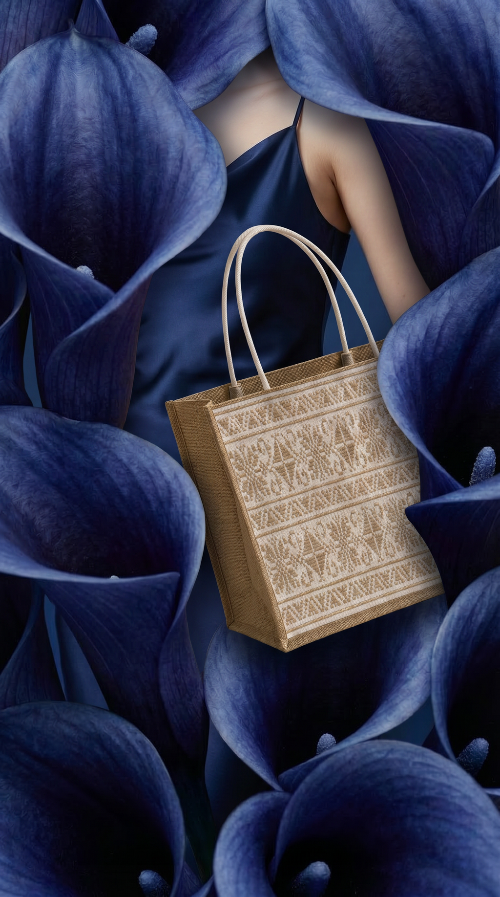The signature Tatreez Tote Beige