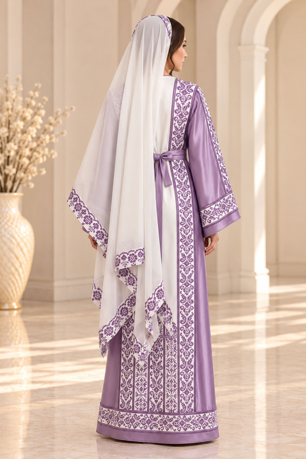 Lavender Heritage Tarha – Embroidered Veil