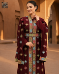 Zakhrafa Noir Abaya Burgandy