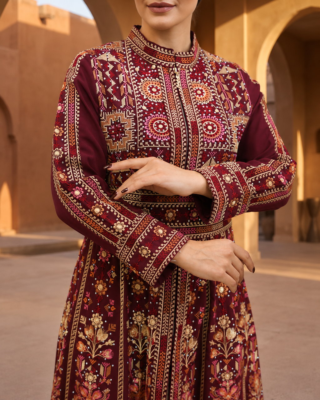 Qaftan Rawiya Burgundy