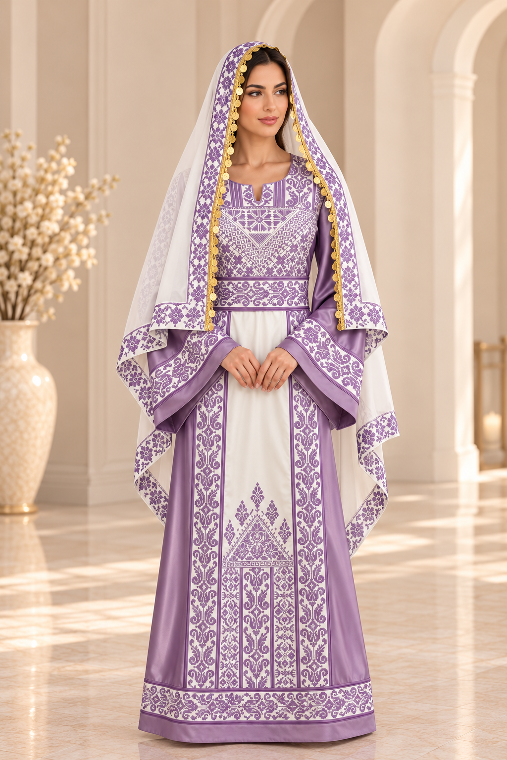 Lavender Heritage Tarha – Embroidered Veil