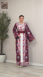 Floral Thobe in Burgundy